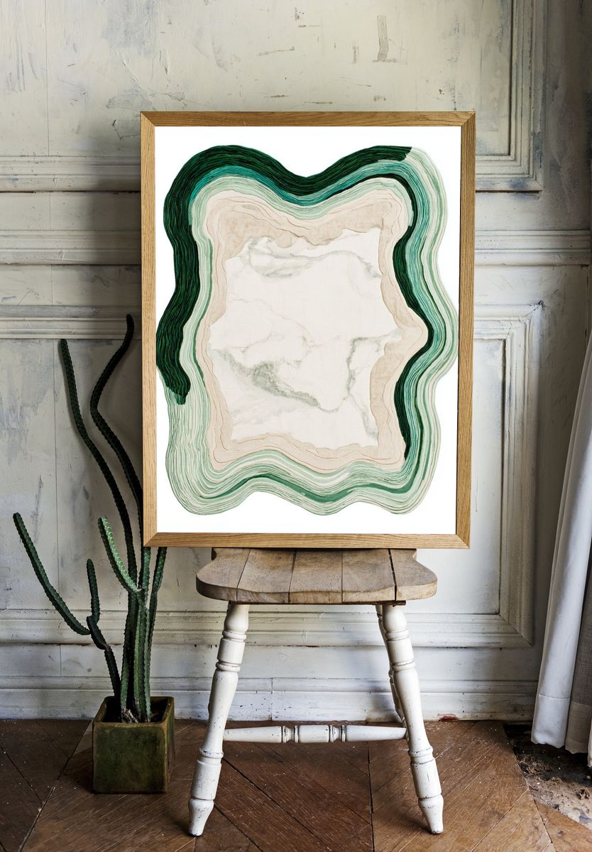 Green Agate Slice Abstract Print. — room view 1