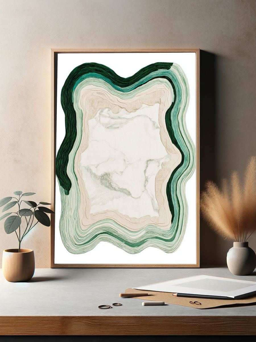 Green Agate Slice Abstract Print. — room view 2