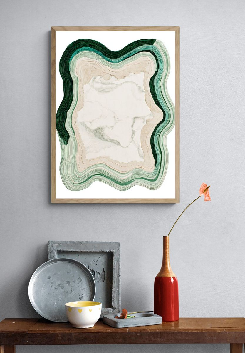 Green Agate Slice Abstract Print. — room view 3