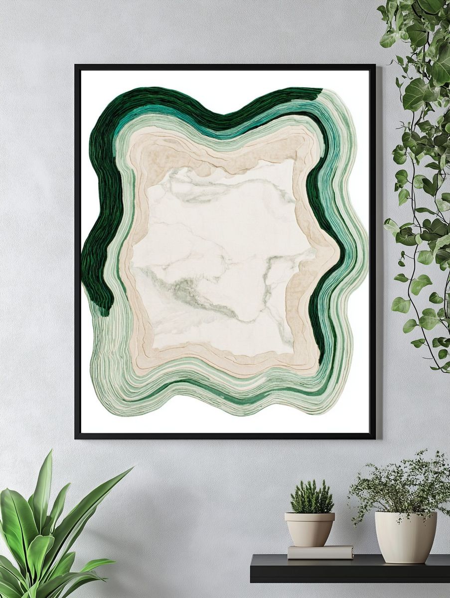 Green Agate Slice Abstract Print. — room view 4