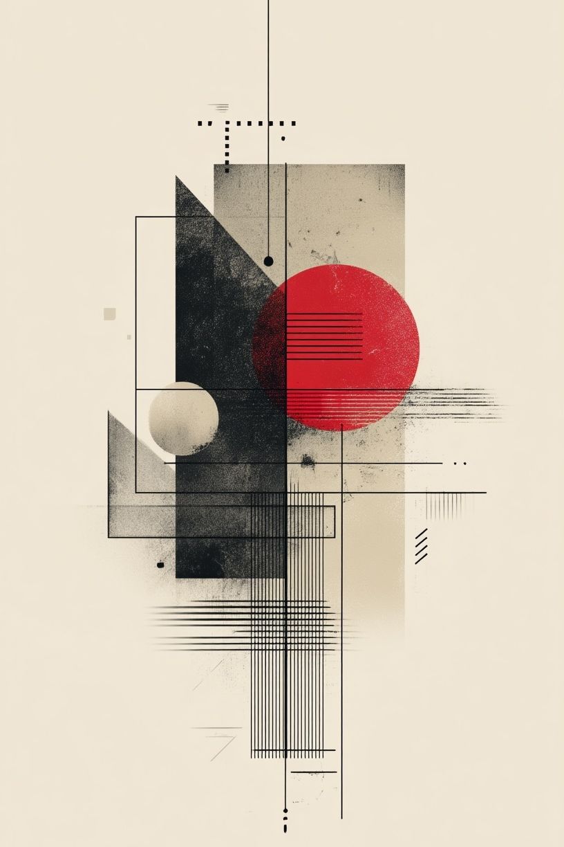 Red Circle Geometric Abstract Poster. poster detail