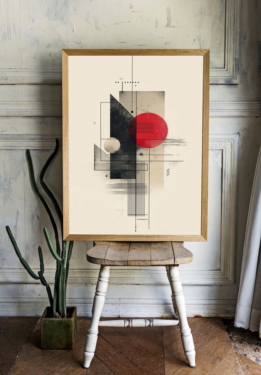 Red Circle Geometric Abstract Poster. — room view 1