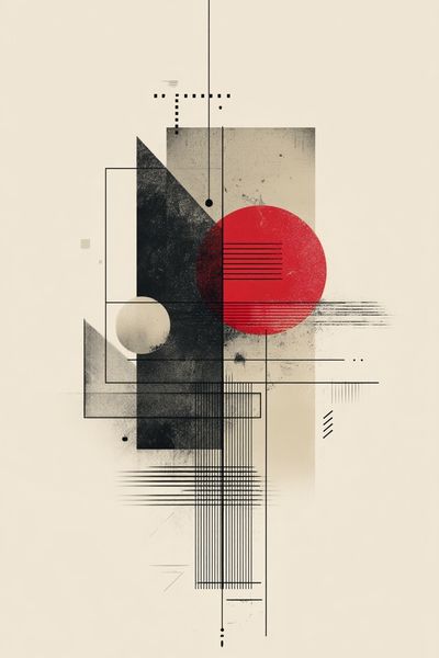 Red Circle Geometric Abstract Poster.
