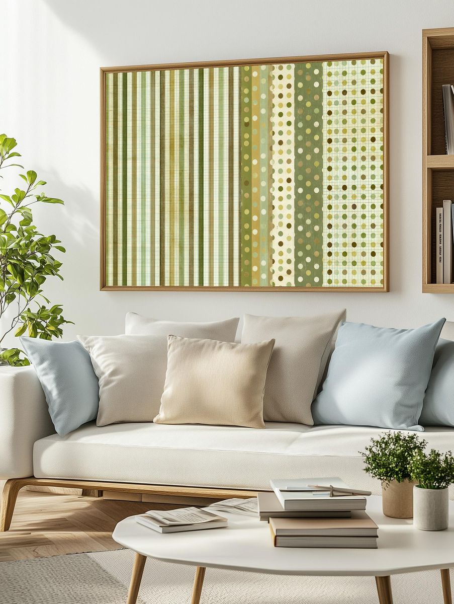 Muted Geometric Grid Poster. — room view 2
