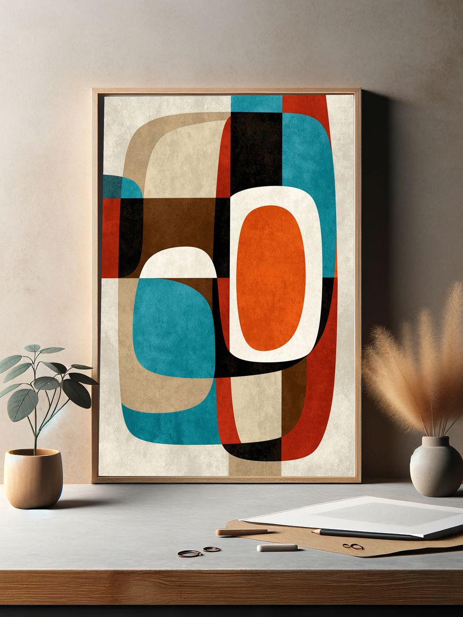 Retro Geometric Abstract Poster. — room view 2