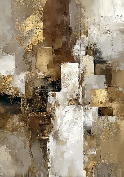 Abstract Gold and White Blocks Poster. poster