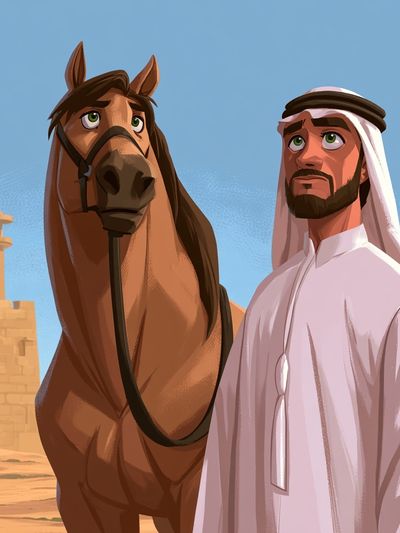 Arabian Horse and Man Illustration Poster. poster