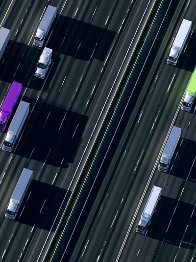 Aerial Highway Trucks Photography Poster. poster print