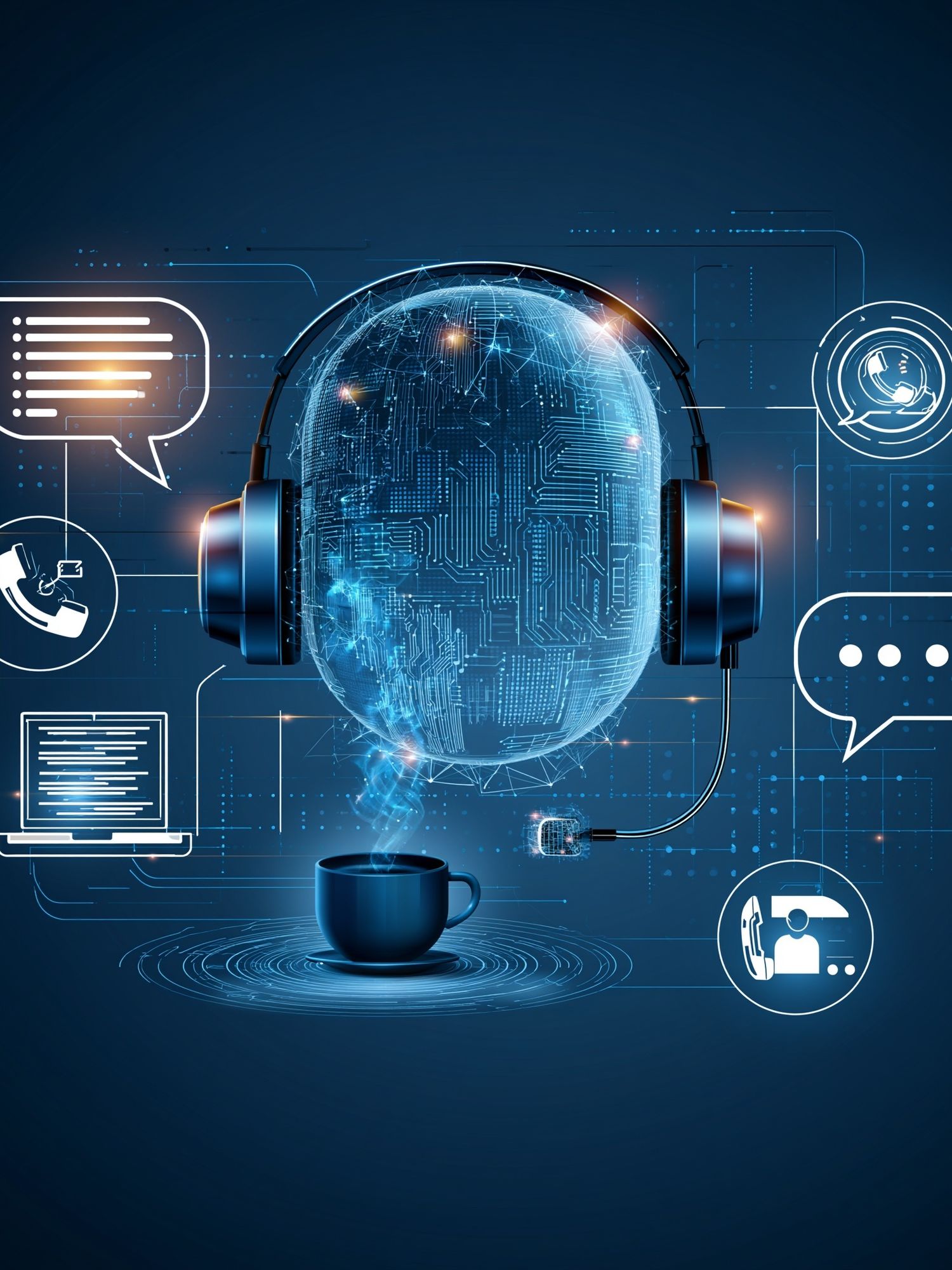 AI Headset Digital Art Poster. poster — illustration art