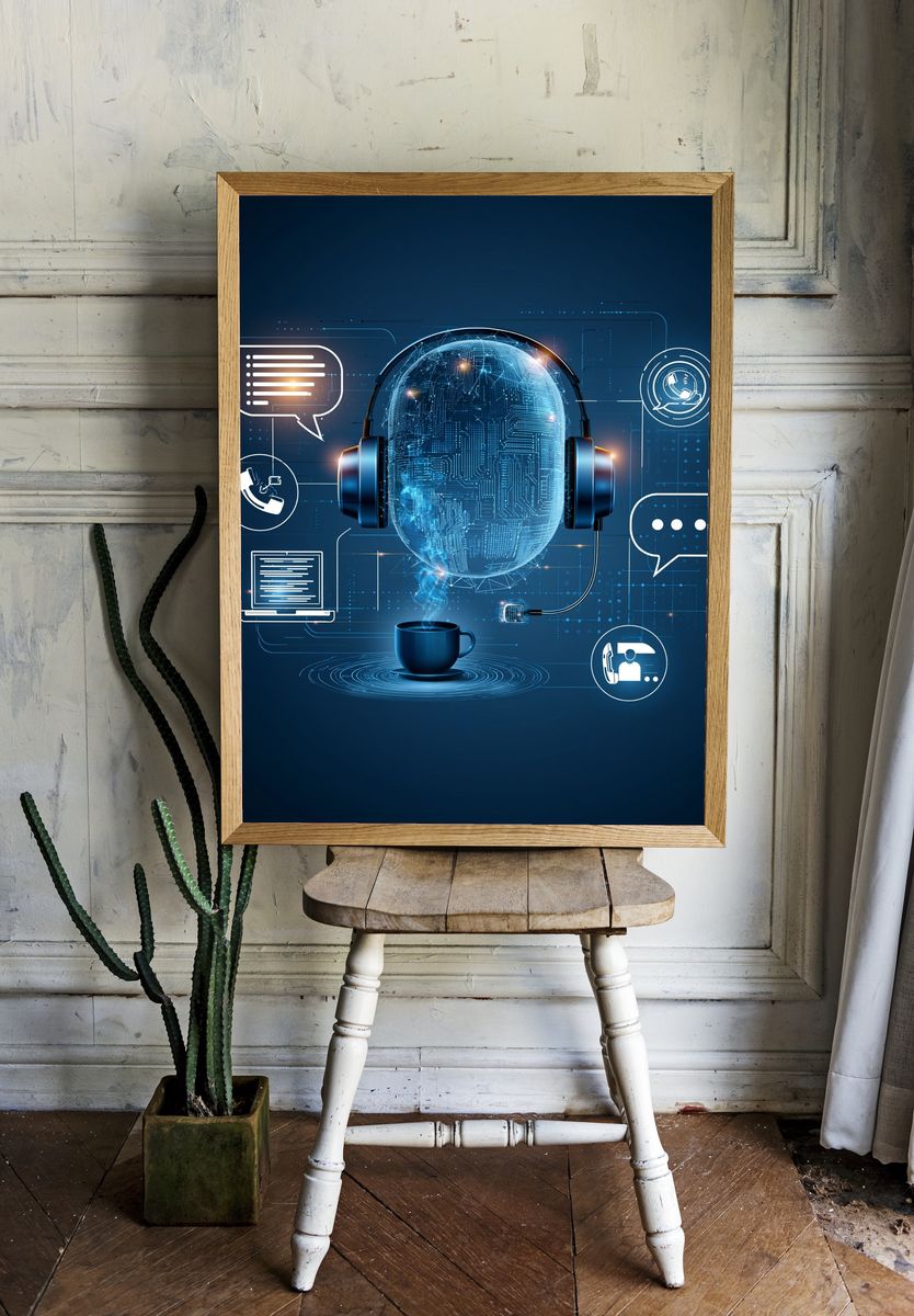 AI Headset Digital Art Poster. room preview