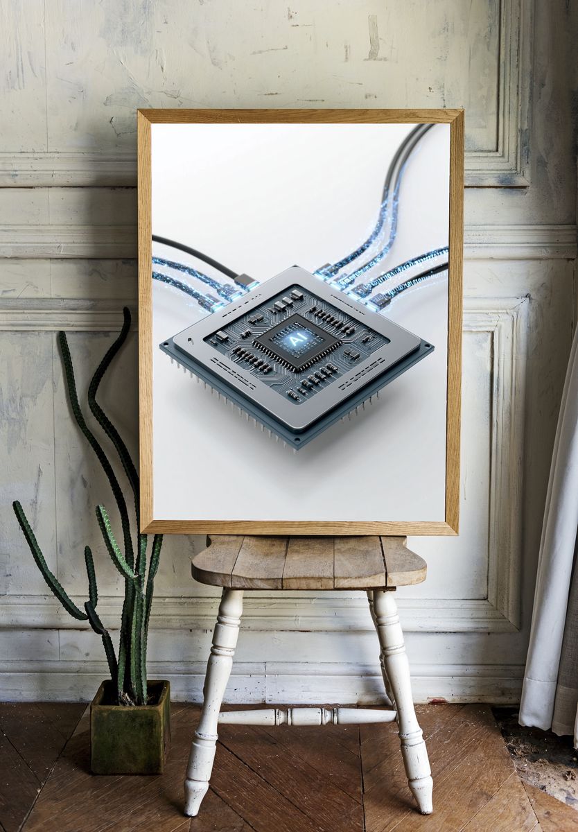 AI Microchip Digital Art Poster. — room view 1