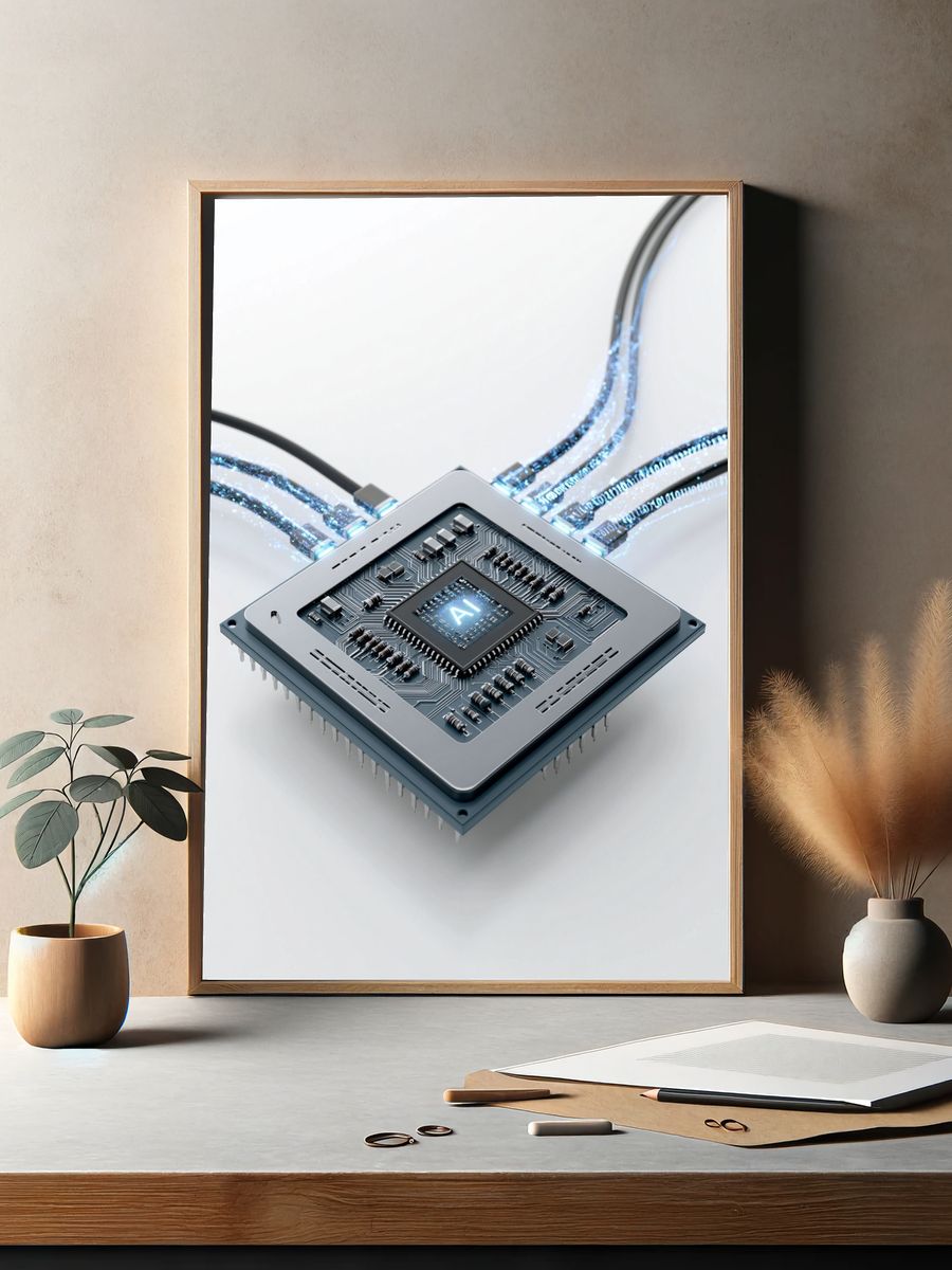 AI Microchip Digital Art Poster. — room view 2