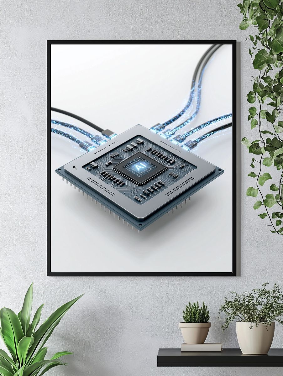 AI Microchip Digital Art Poster. — room view 4