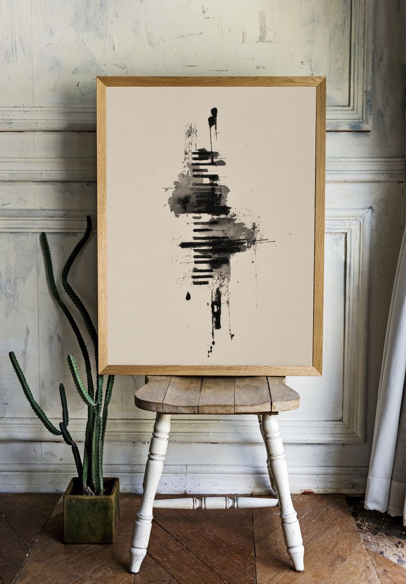 Monochrome Ink Abstract Poster. room preview