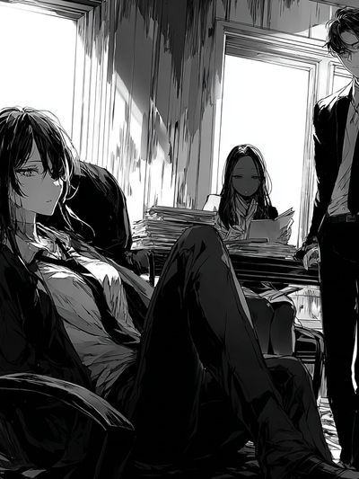 Office Scene — Anime Illustration Print. poster print
