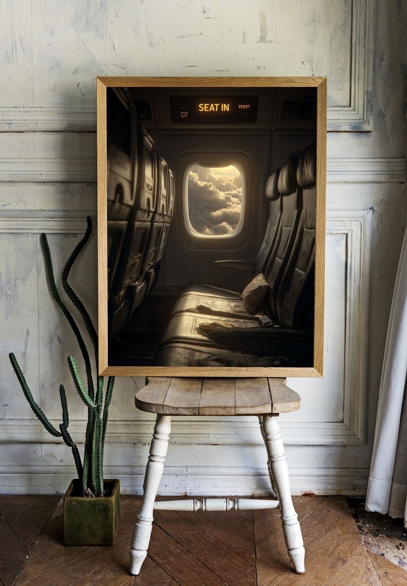 Airplane Cabin Clouds Photography Poster. — room view 1