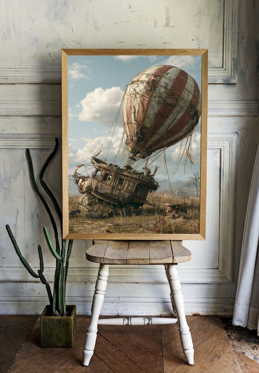 Wrecked Airship Landscape Poster. — room view 1