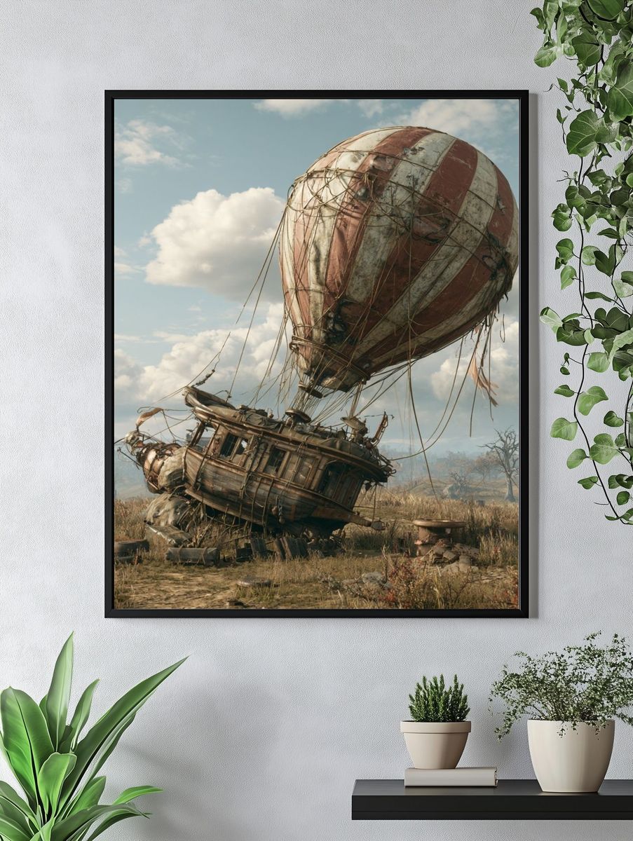 Wrecked Airship Landscape Poster. — room view 4