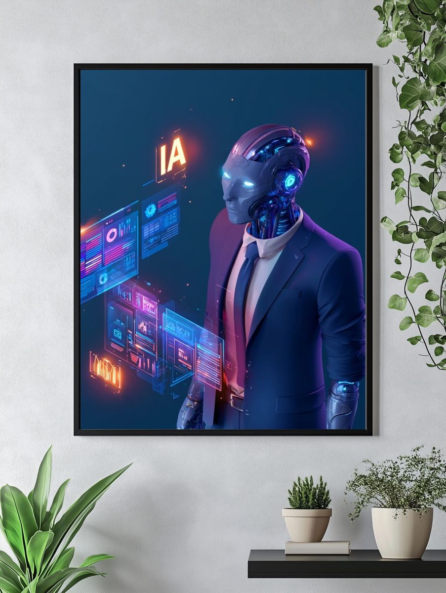 AI Robot in Suit Digital Art Poster. — room view 4