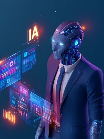 AI Robot in Suit Digital Art Poster.