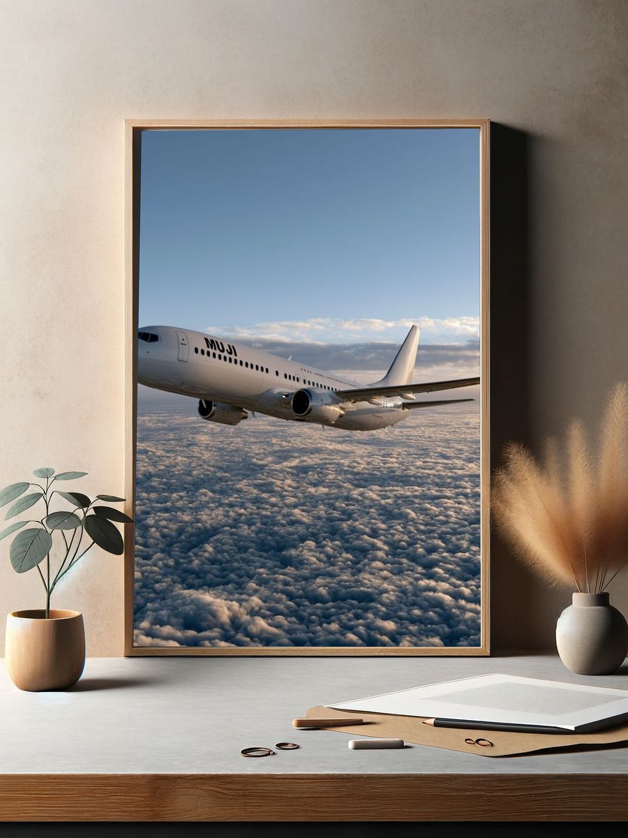 Airplane Above Clouds Photography Poster. — room view 2
