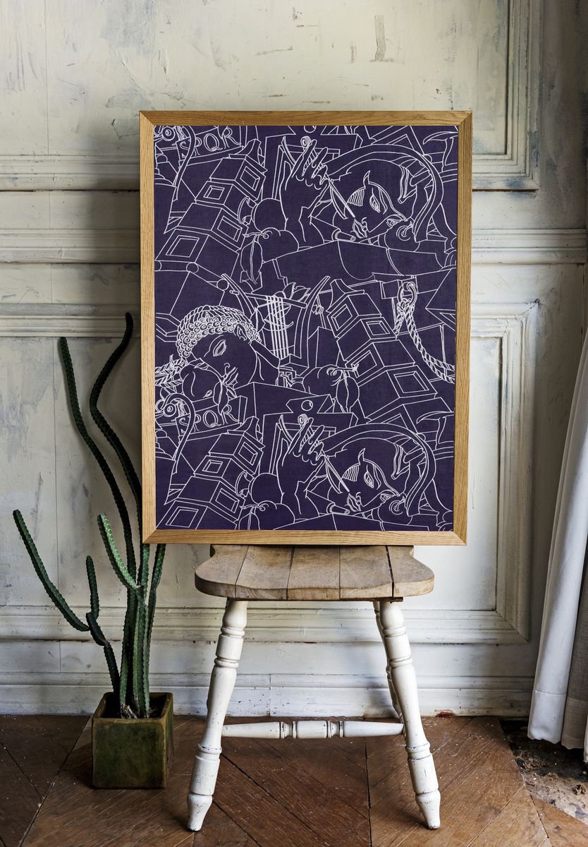 Abstract Line Art Poster room preview