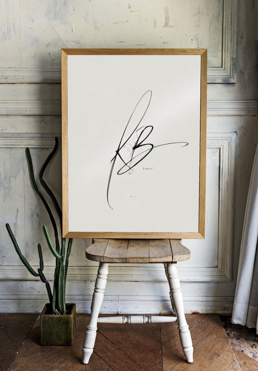 Minimal Black Line Art Poster. — room view 1