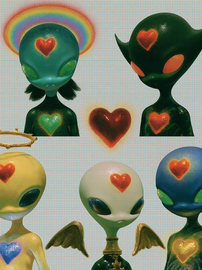 Alien Hearts Illustration Poster.