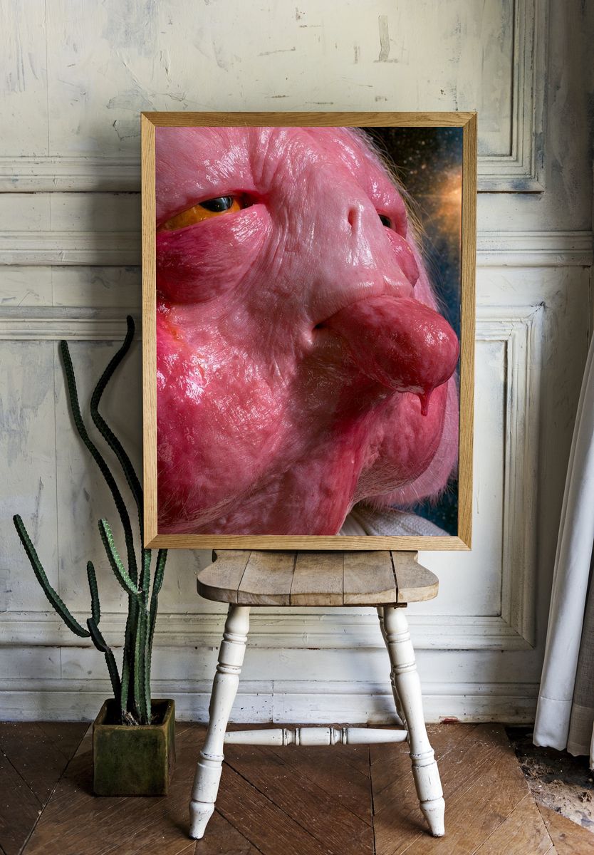 Pink Alien Portrait Print. room preview