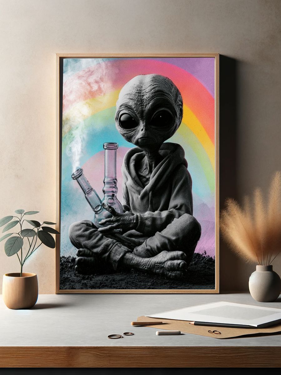 Alien Rainbow Smoke Illustration Poster. — room view 2