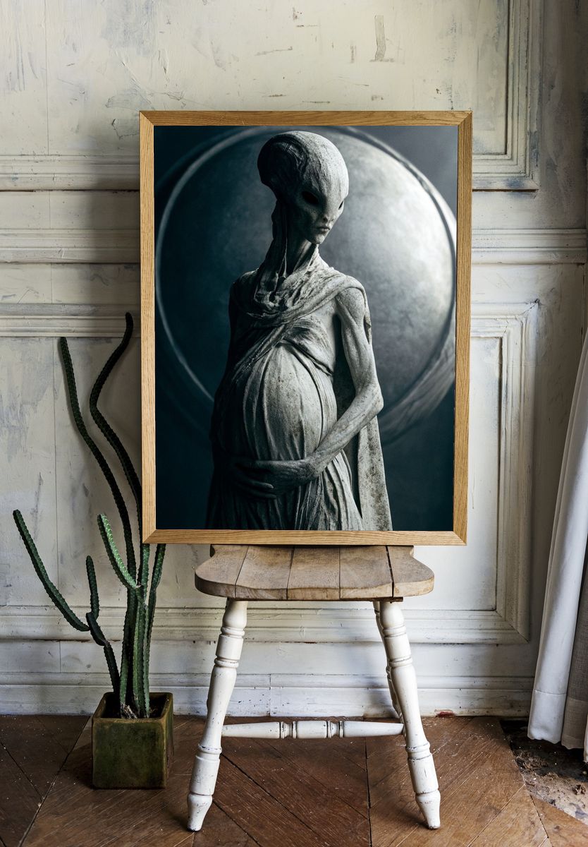 Alien Statue — Sci-Fi Print. room preview