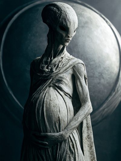 Alien Statue — Sci-Fi Print.