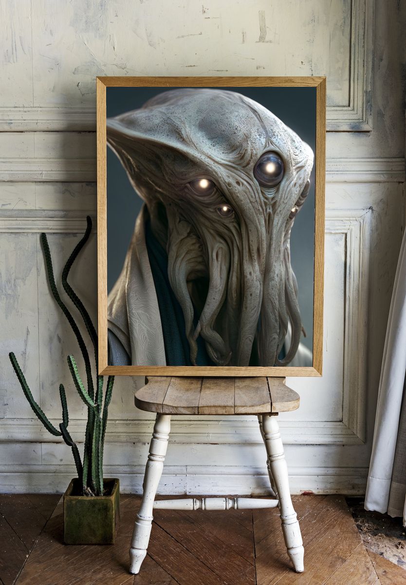 Alien Portrait Sci-Fi Print. — room view 1