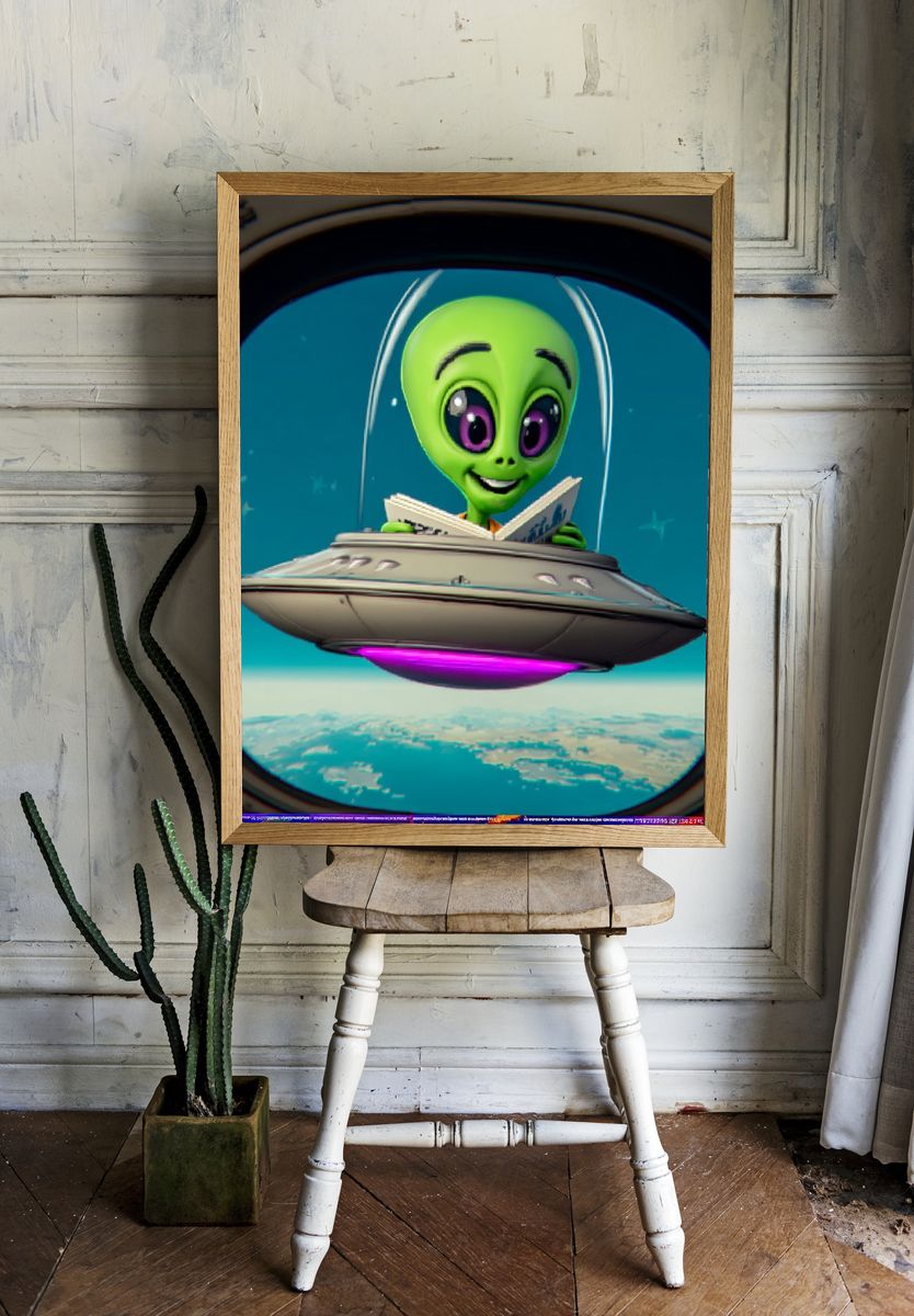 Cute Alien UFO Poster room preview