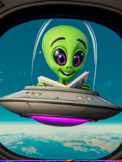 Cute Alien UFO Poster. poster