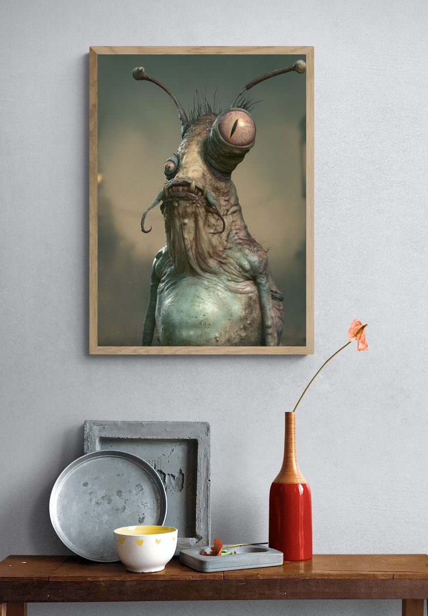 Alien Creature Portrait Poster. — room view 3