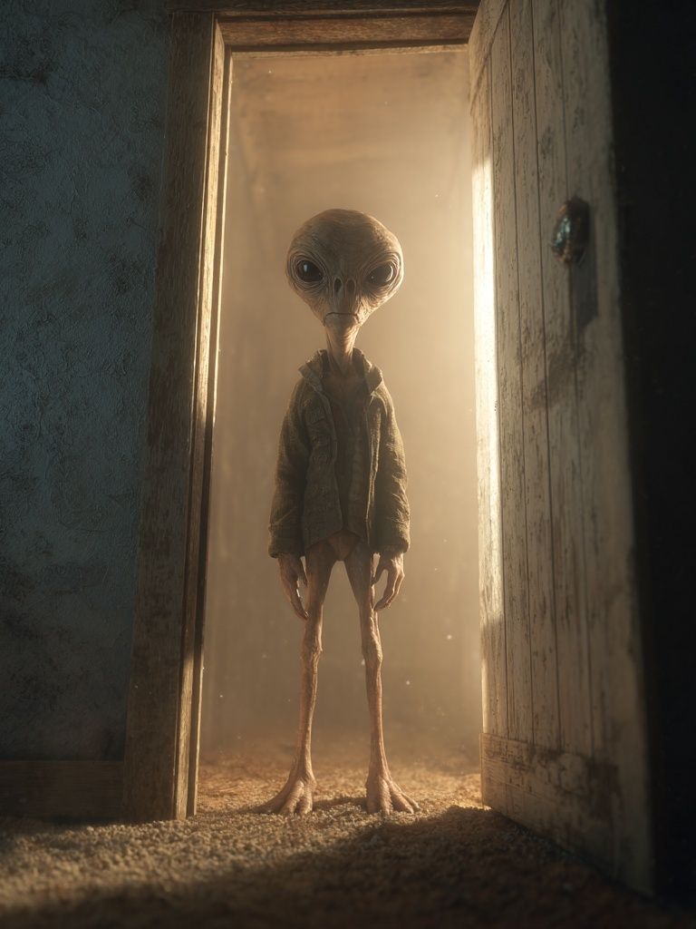 Alien Visitor Surrealism Poster. poster — illustration art