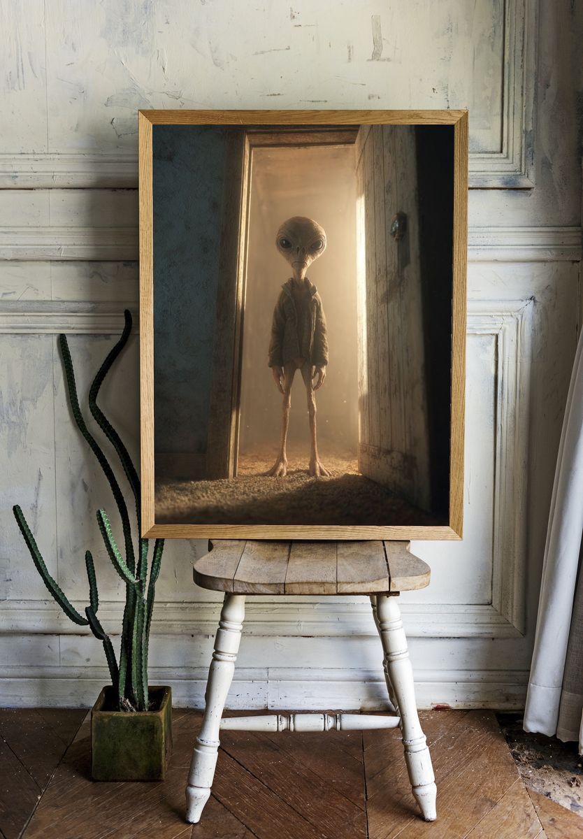 Alien Visitor Surrealism Poster room preview