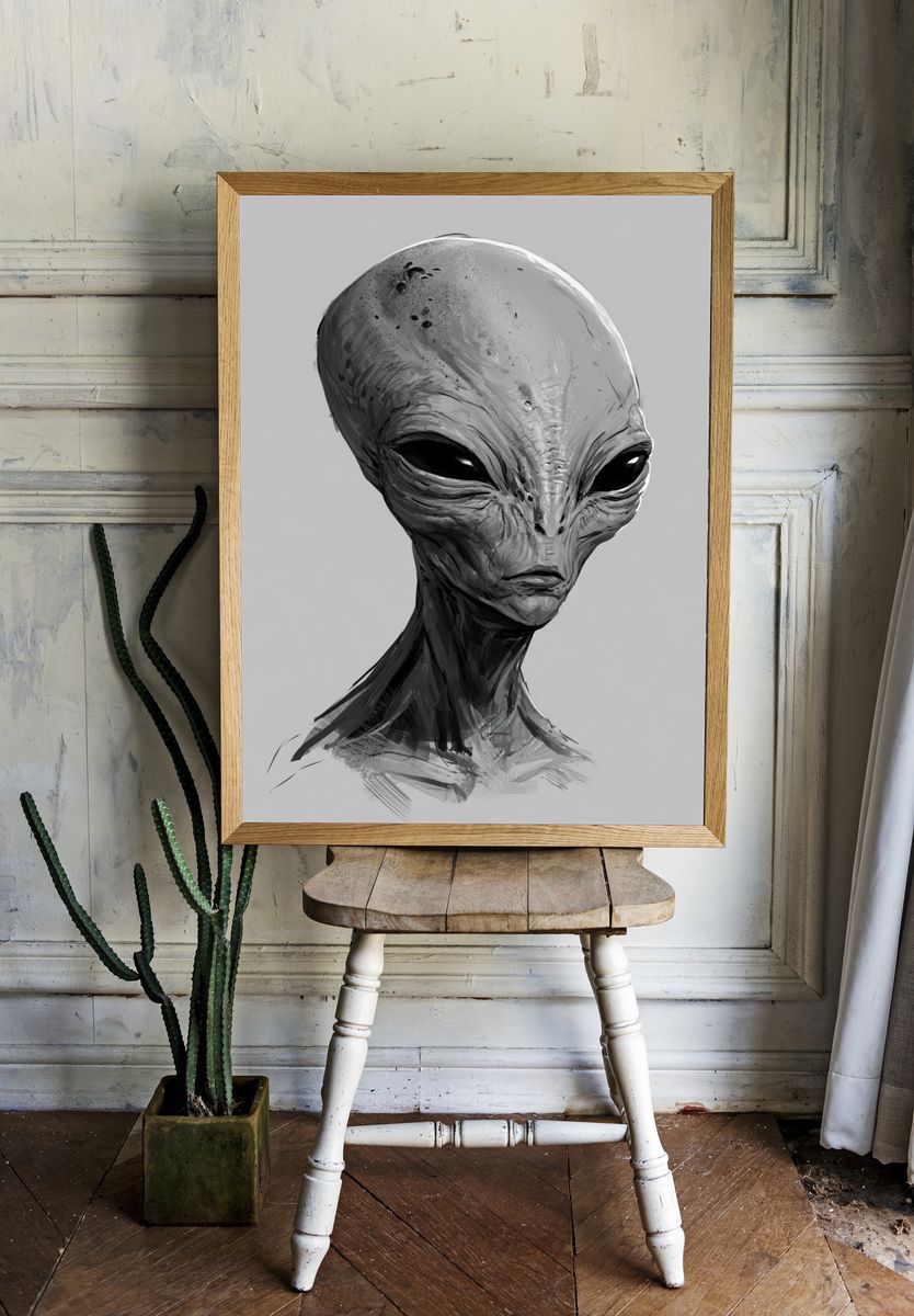 Alien Portrait Illustration Poster. room preview