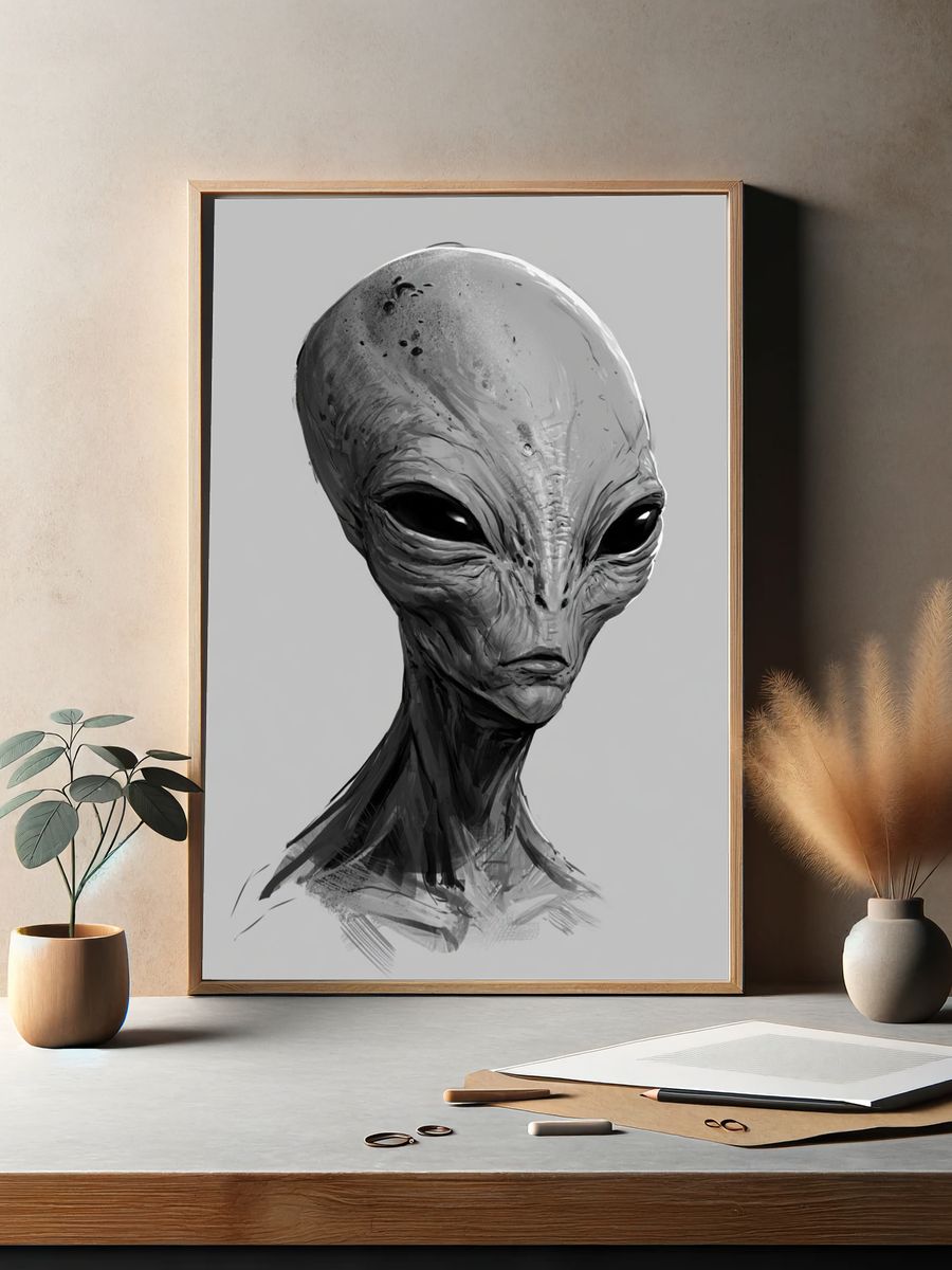 Alien Portrait Illustration Poster. — room view 2