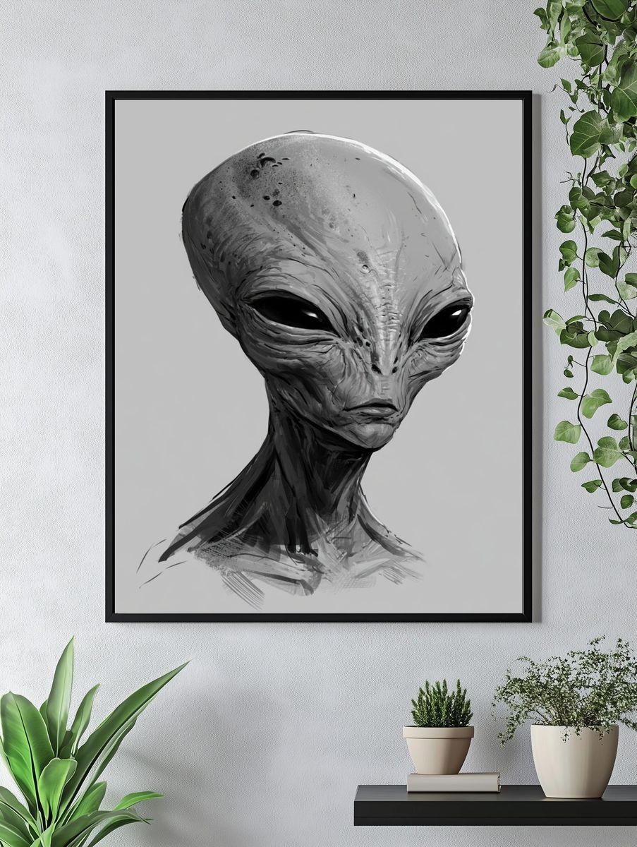 Alien Portrait Illustration Poster. — room view 4