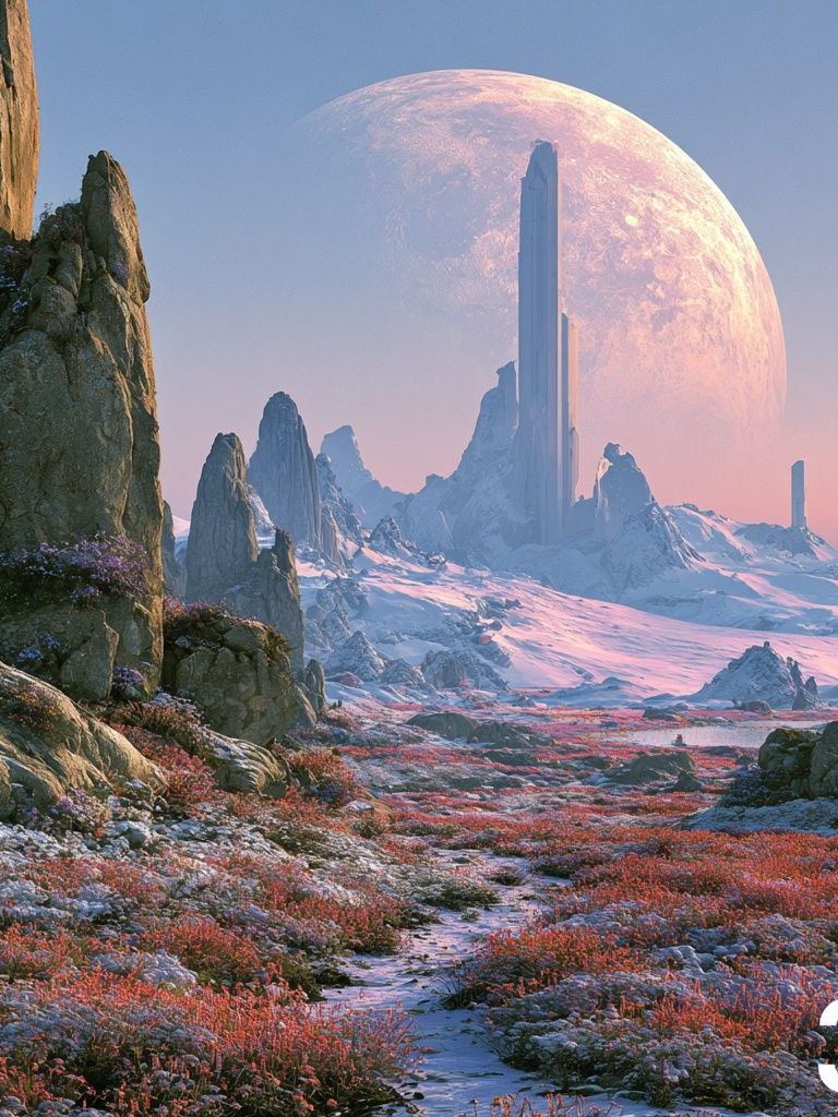 Alien Moon Landscape Illustration Poster. poster — illustration art