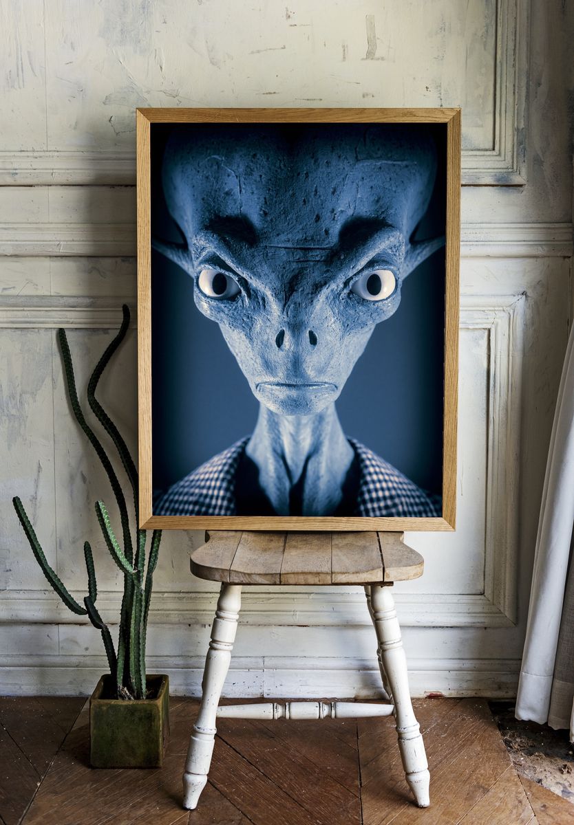 Blue Alien Portrait Poster. — room view 1