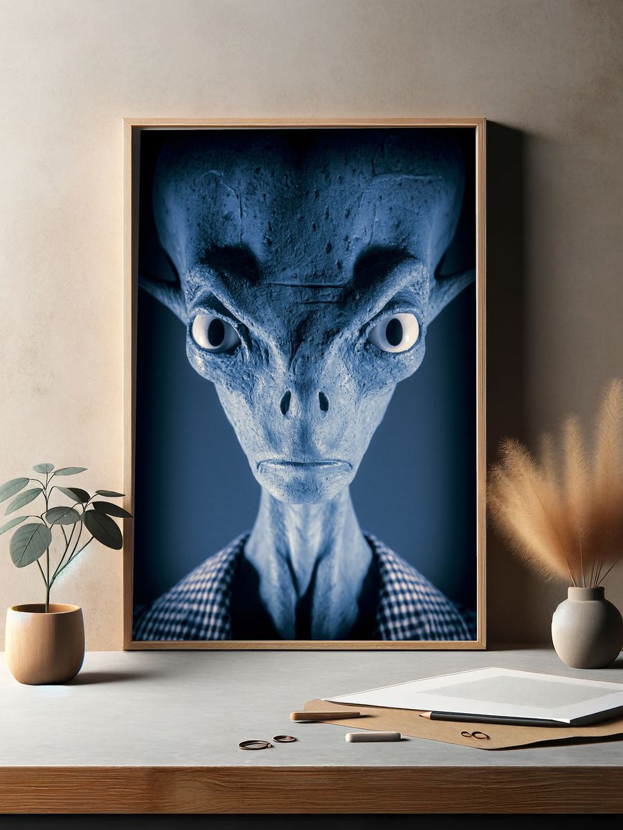 Blue Alien Portrait Poster. — room view 2