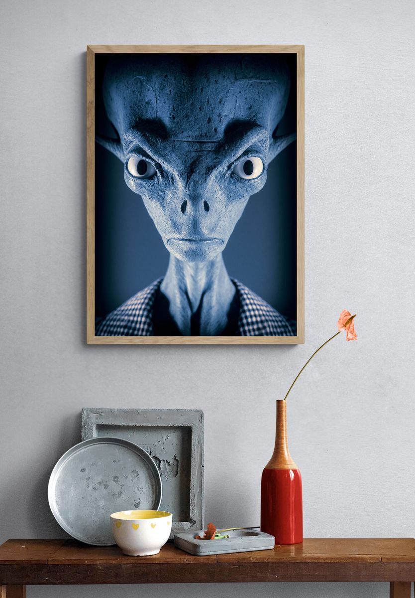 Blue Alien Portrait Poster. — room view 3