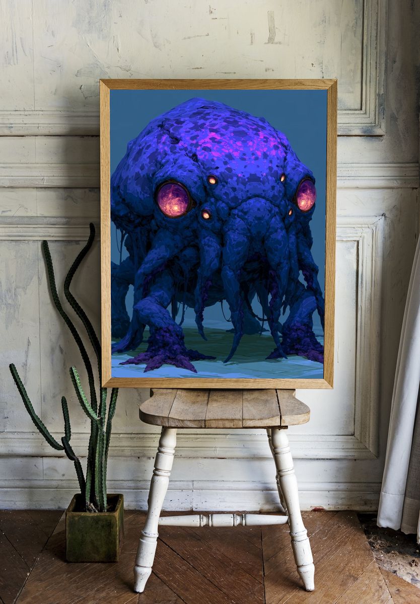 Alien Creature Digital Art Poster. — room view 1