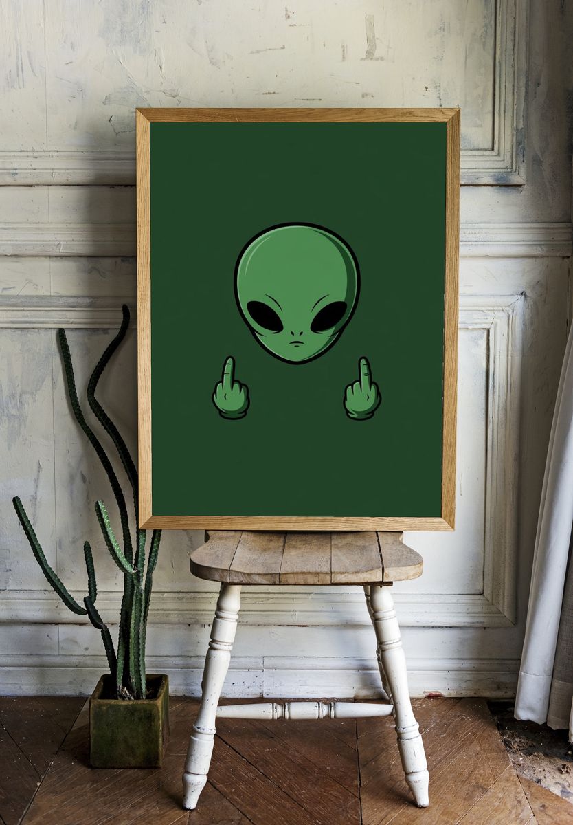 Alien Gesture Illustration Poster. room preview