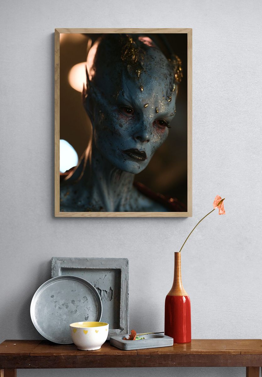 Alien Portrait Digital Art Poster. — room view 3