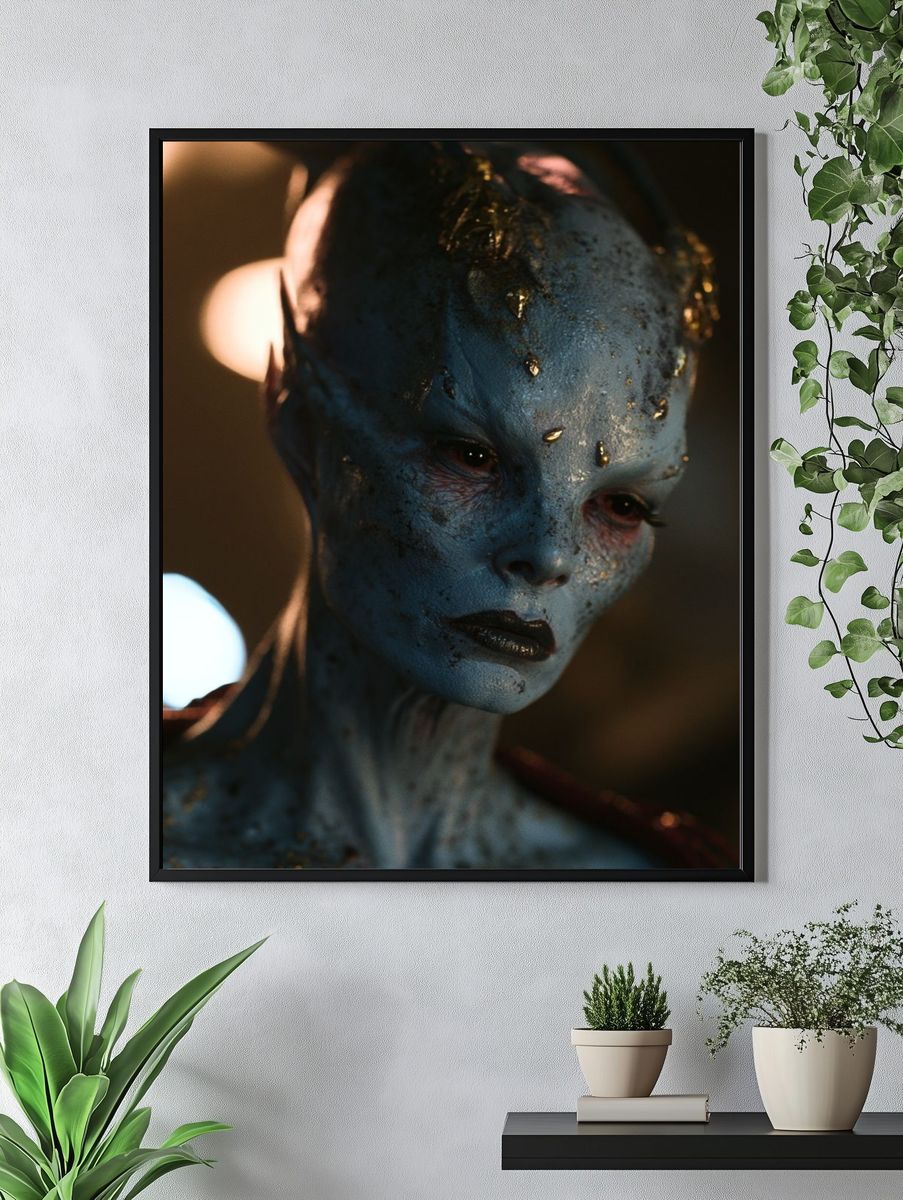 Alien Portrait Digital Art Poster. — room view 4
