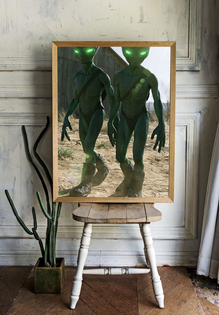 Alien Twins Sci-Fi Poster. room preview